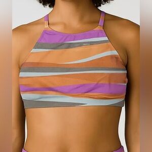 Prana Marine Street Swimsuit Top High Neck Multicolor Women's Size Medium